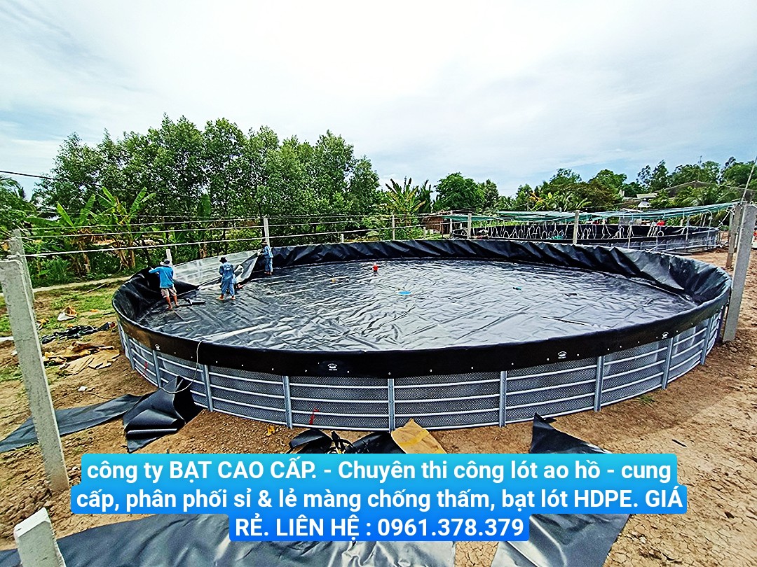 hồ nuôi tôm nổi làm bằng bạt nhựa đen HDPE
